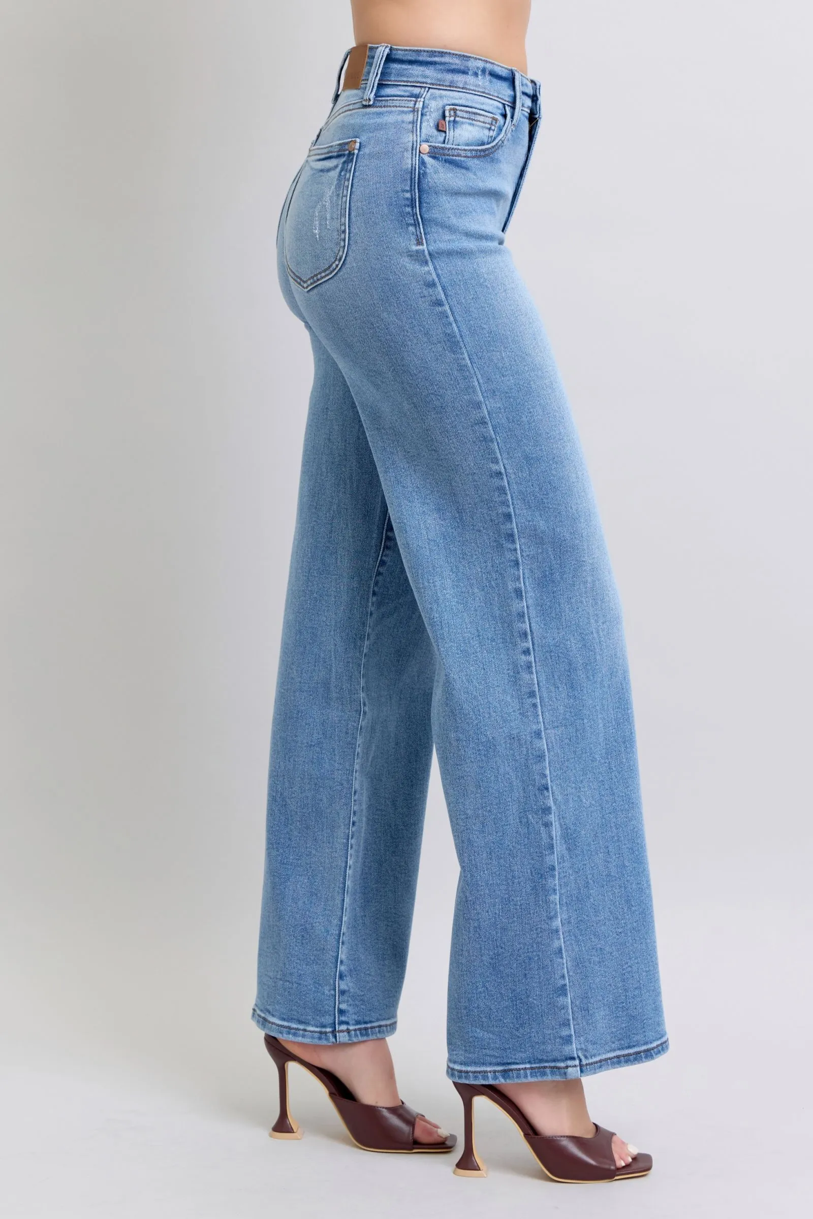 Judy Blue High Waist Vintage Wash Retro Wide Leg Jeans