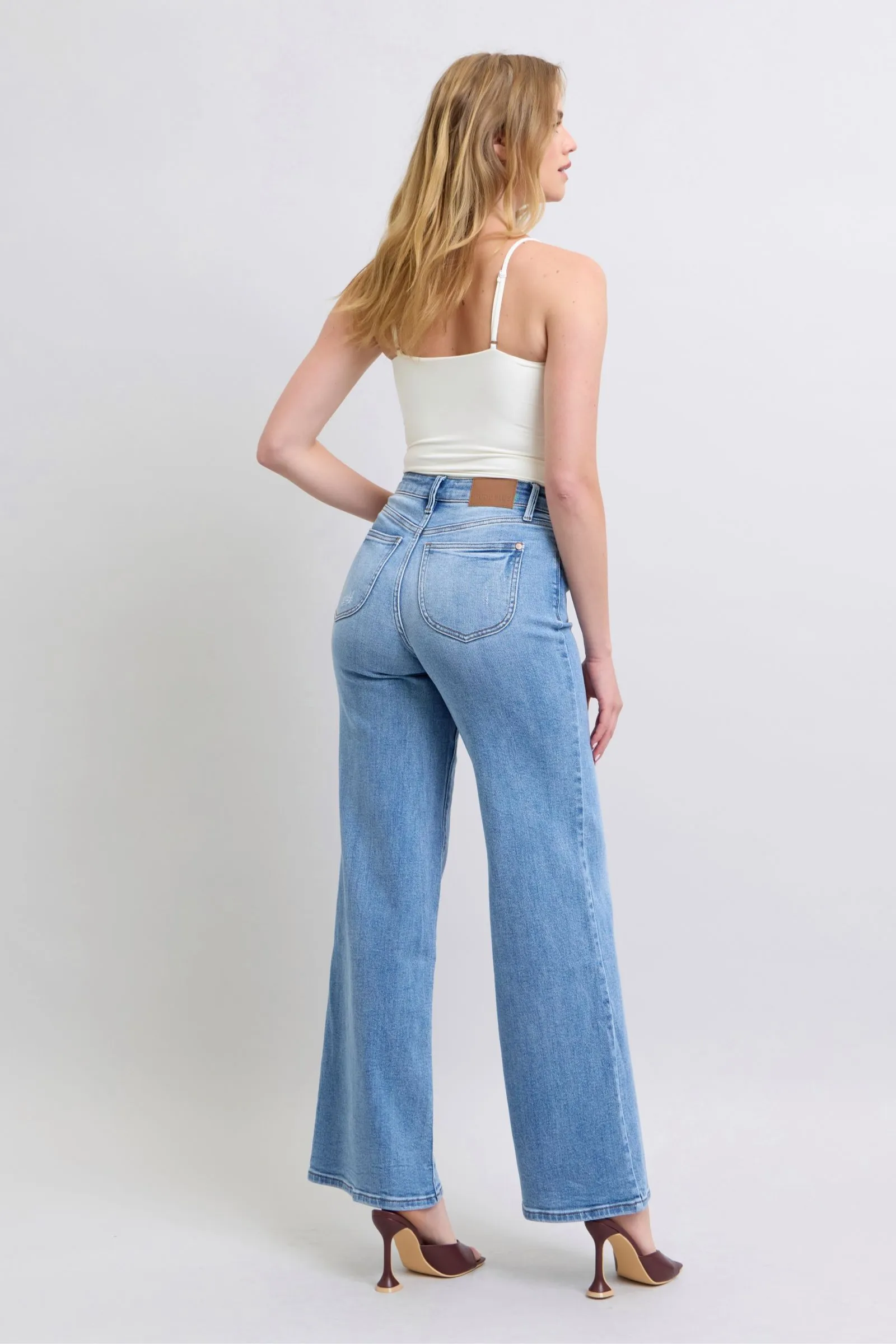 Judy Blue High Waist Vintage Wash Retro Wide Leg Jeans