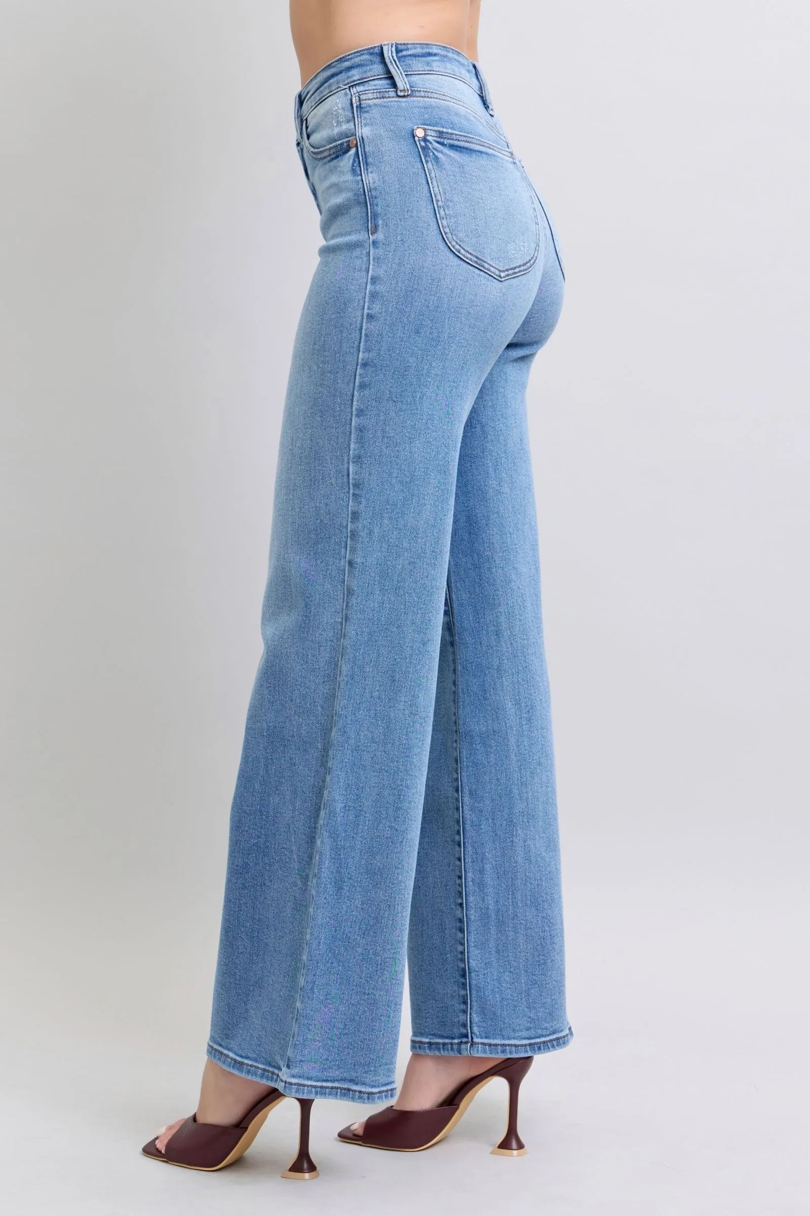 Judy Blue High Waist Vintage Wash Retro Wide Leg Jeans