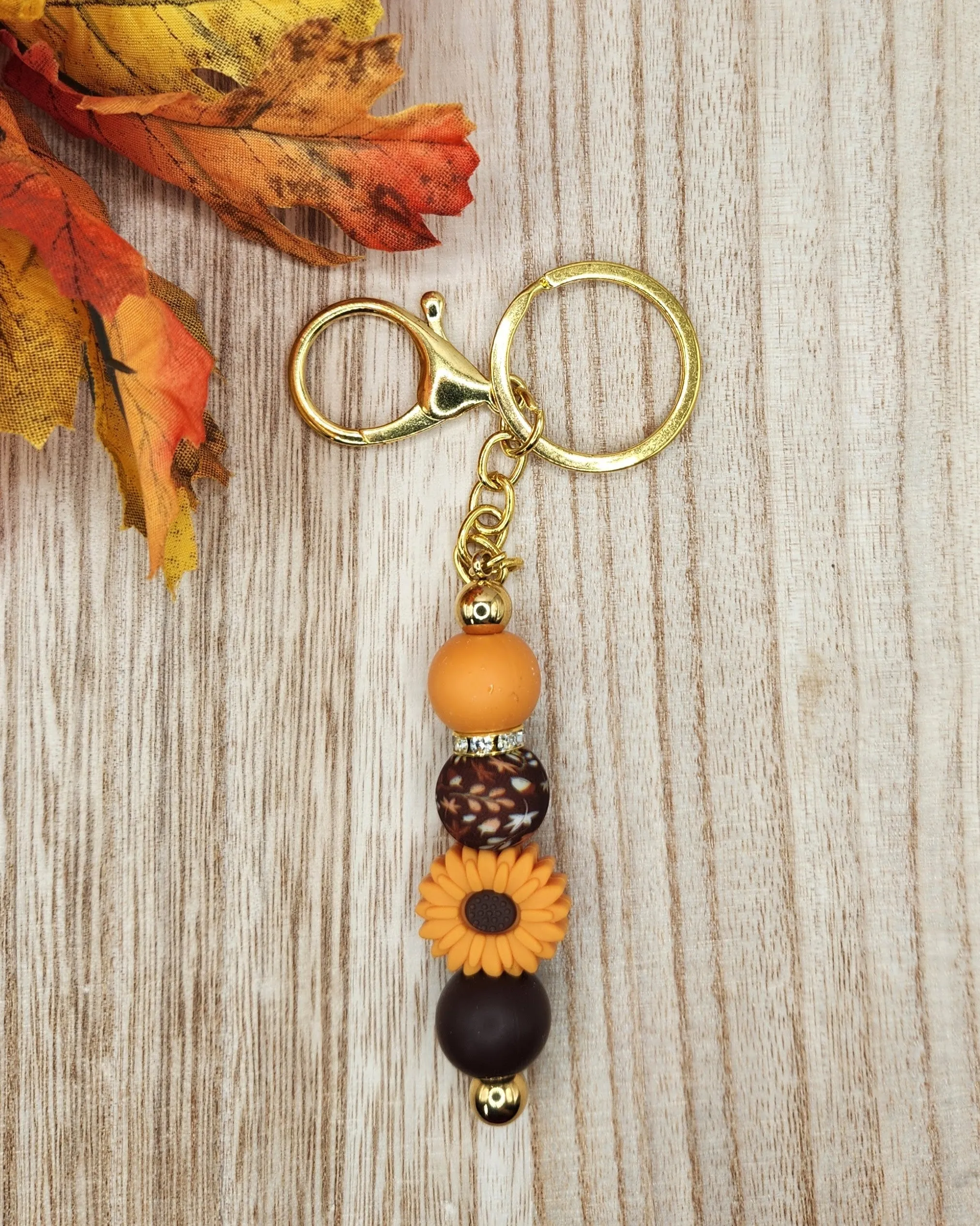 Keychain-Fall Leaves Mango Daisy