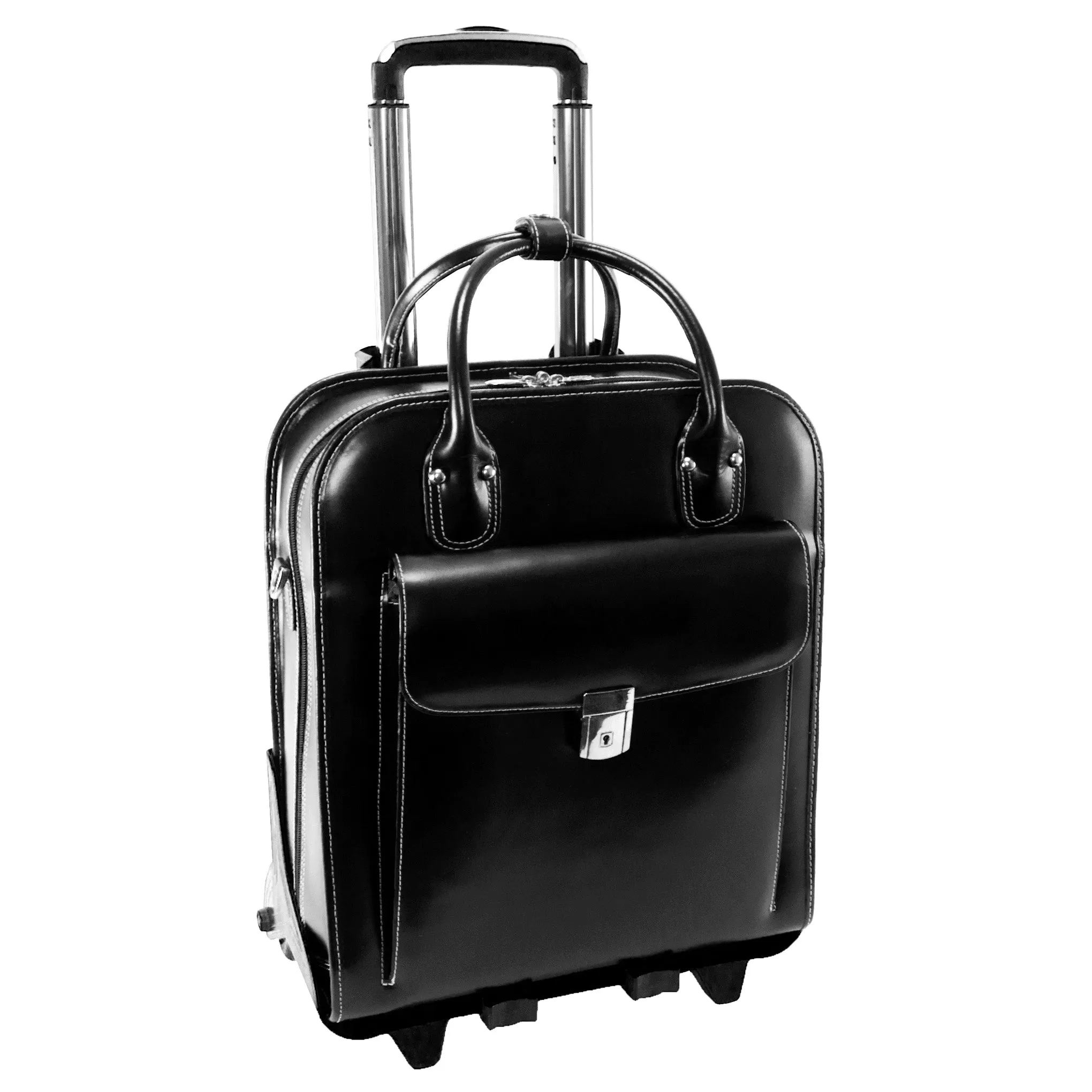 LA GRANGE | 15” Leather Vertical Detachable-Wheeled Laptop Case