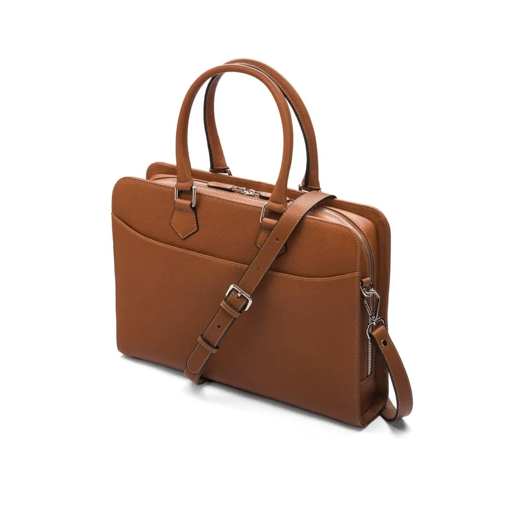 Ladies Leather Trinity 13" Laptop Briefcase - Tan