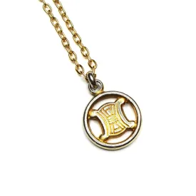 Large Gold/ Silver Celine Circle Two Tone Logo Pendent Chain