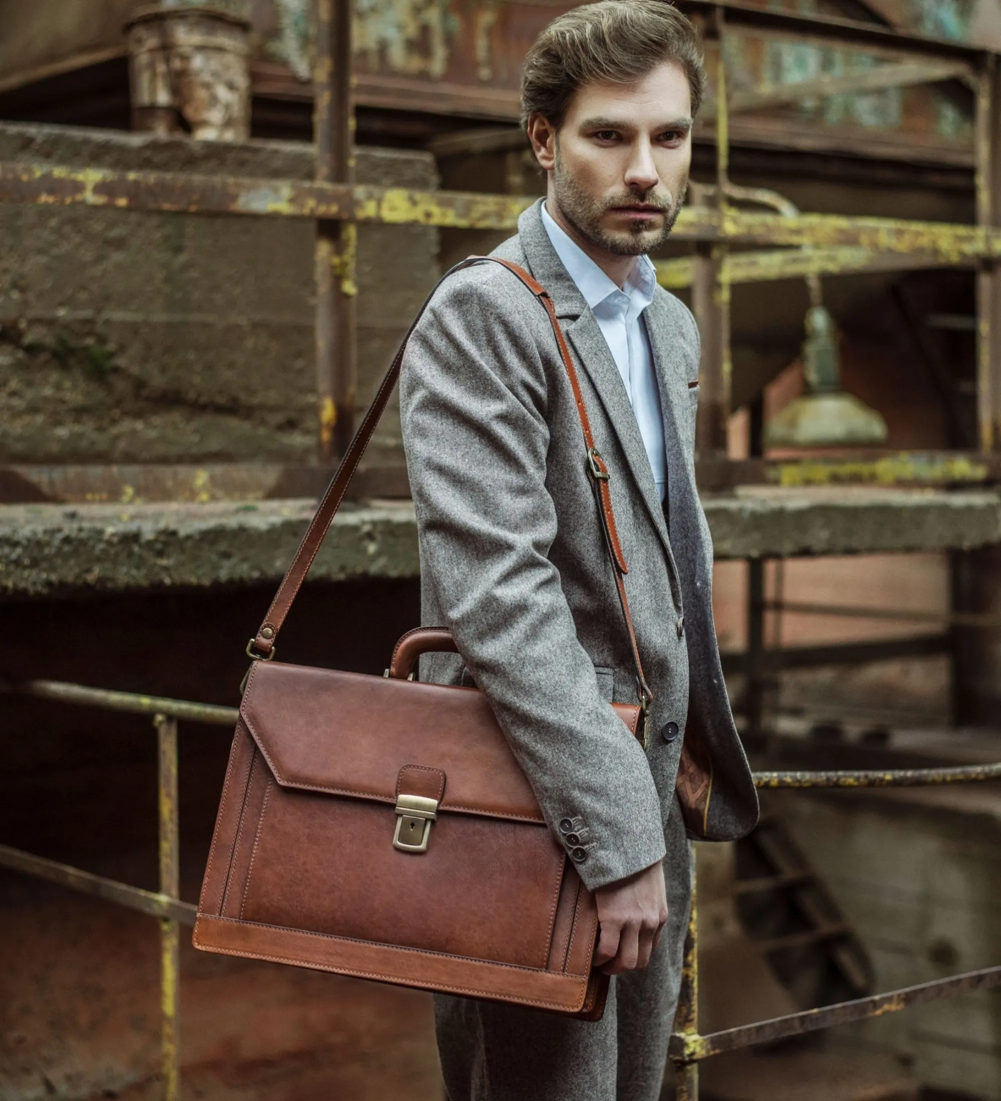 Large Leather Briefcase - Invisible Man