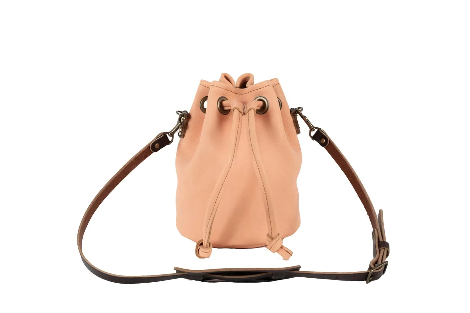 LEATHER BUCKET BAG - MEDIUM - PEACH FUZZ - IN STOCK