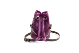 LEATHER BUCKET BAG - SMALL - GRAPE BISON