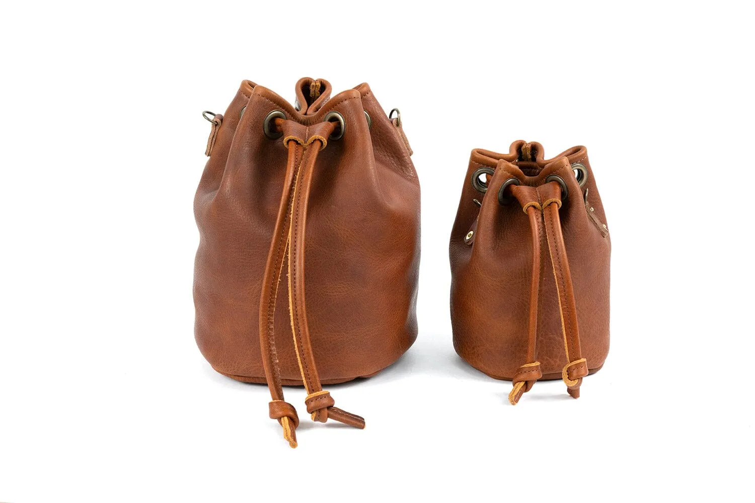 LEATHER BUCKET BAG - SMALL - MOCHA