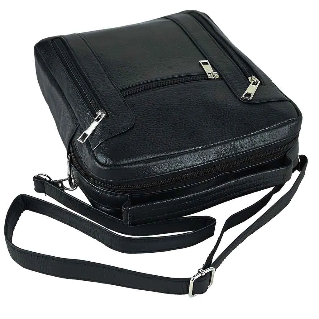 Leather Messenger Bag Black ZipZap Leather Handbag