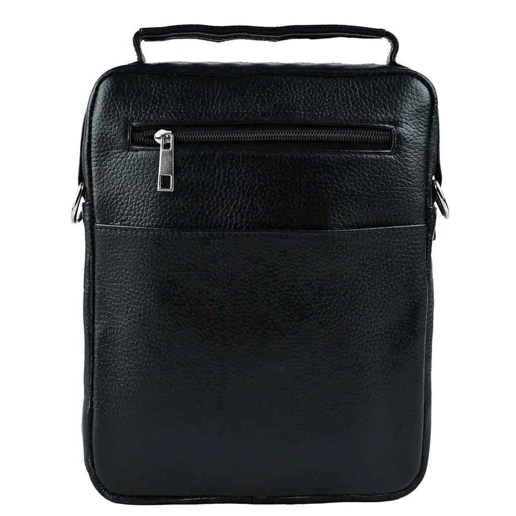 Leather Messenger Bag Black ZipZap Leather Handbag