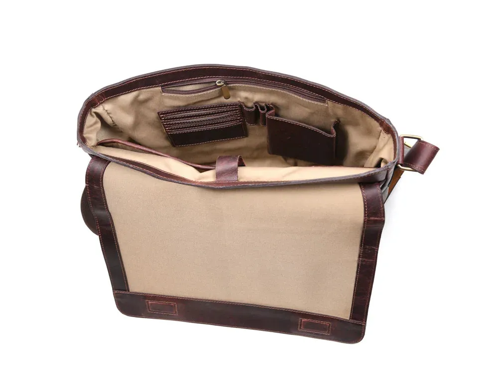 Leather Messenger Bag Stressed Light -  Brown