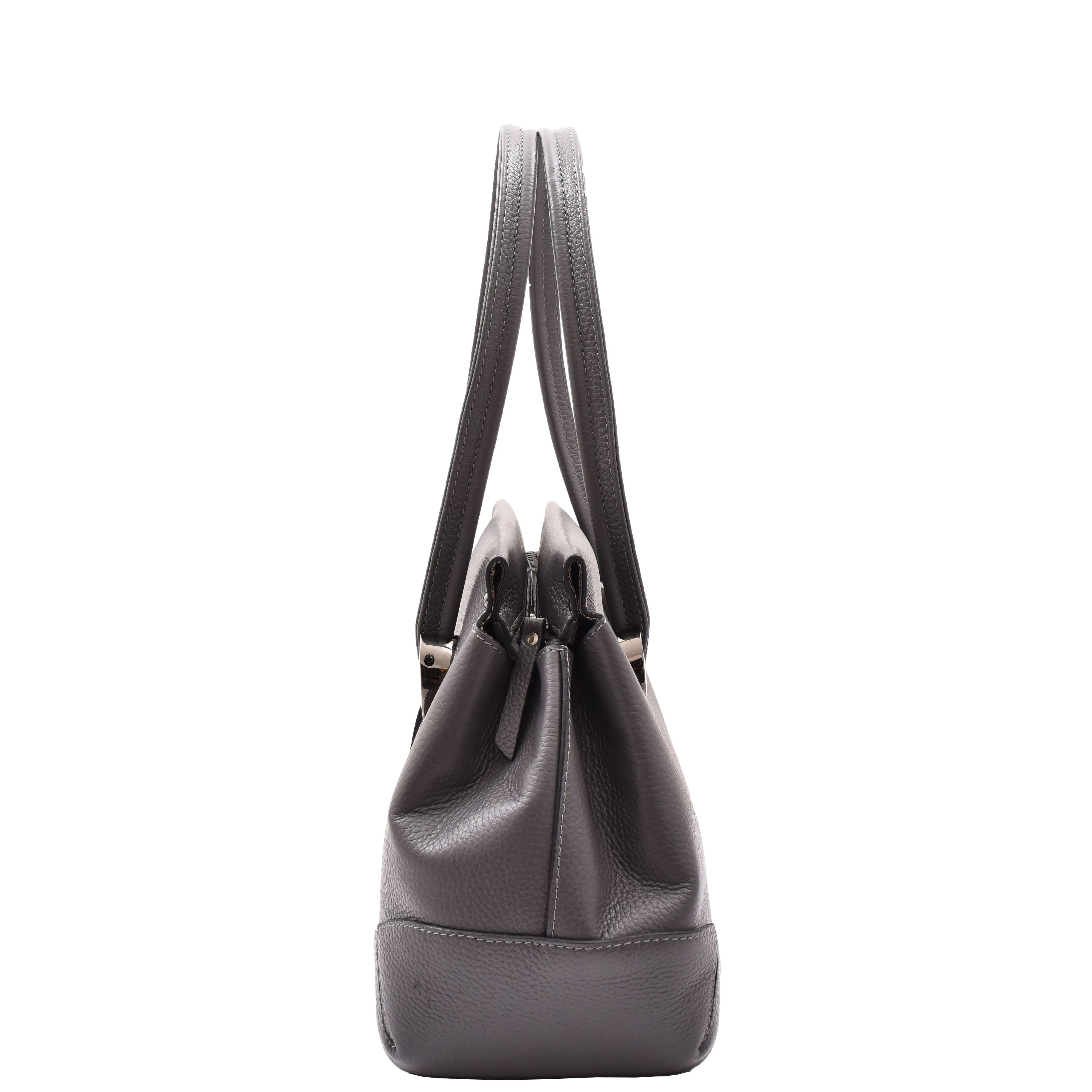 Leather Shoulder bag For Women Zip Medium Tote Handbag Susan Grey