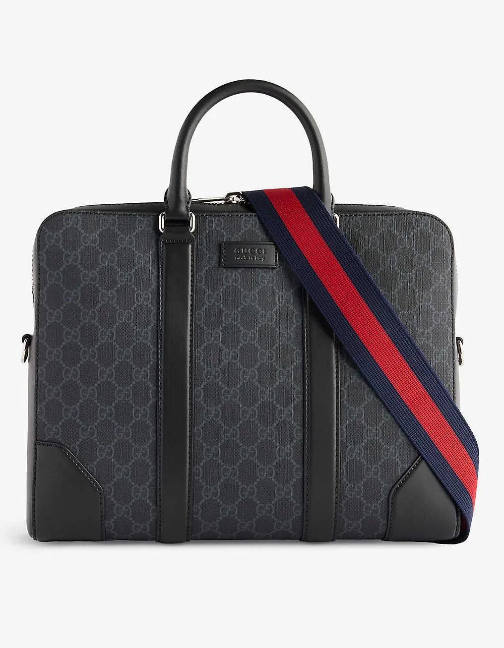 Logo-print coated-canvas briefcase