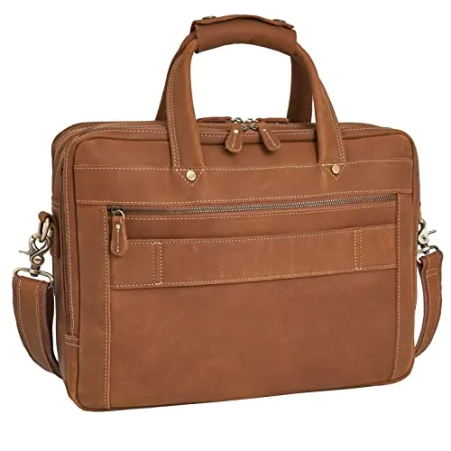 Luxorro Full Grain Leather Briefcase For Men, Handcrafted Leather