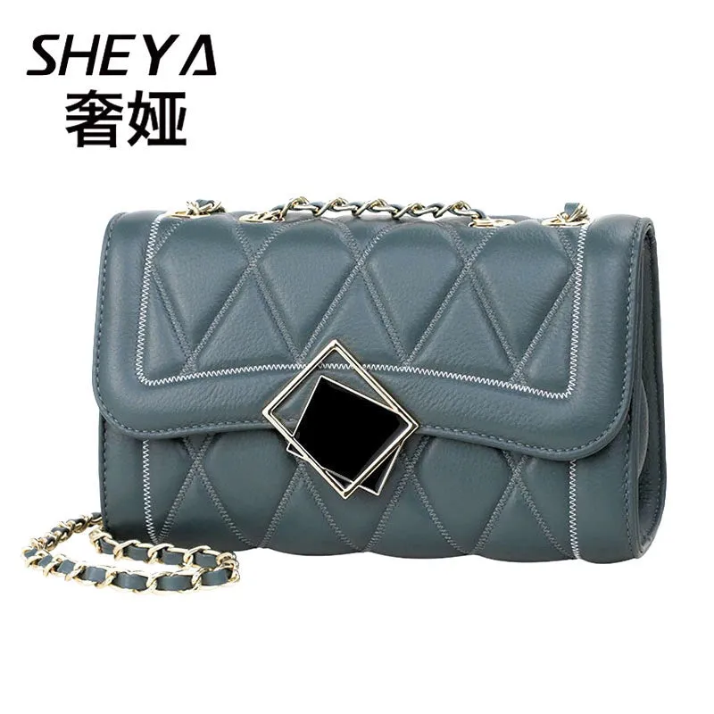 Luxury Ya Genuine Leather Women Bag 2024 New Arrival Affordable Luxury Fashion Easiest for Match First Layer Cowhide Quilted Chain Bag Female Messenger Bag