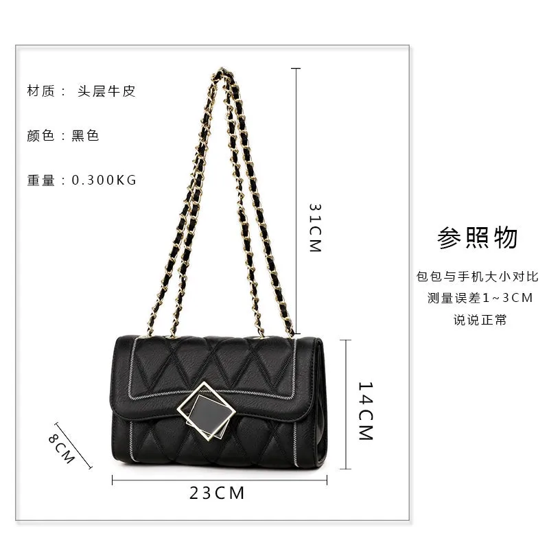 Luxury Ya Genuine Leather Women Bag 2024 New Arrival Affordable Luxury Fashion Easiest for Match First Layer Cowhide Quilted Chain Bag Female Messenger Bag