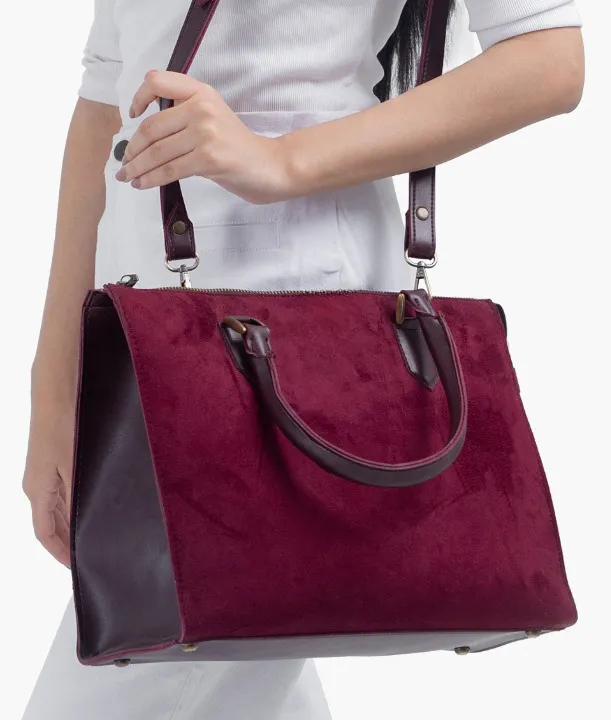 Maroon Velvet Handbag For Women 599