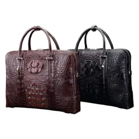 Men’s Fashion Crocodile Leather Bag, Luxury Crocodile  Leather Business Briefcase for Men