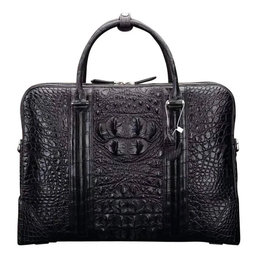 Men’s Fashion Crocodile Leather Bag, Luxury Crocodile  Leather Business Briefcase for Men