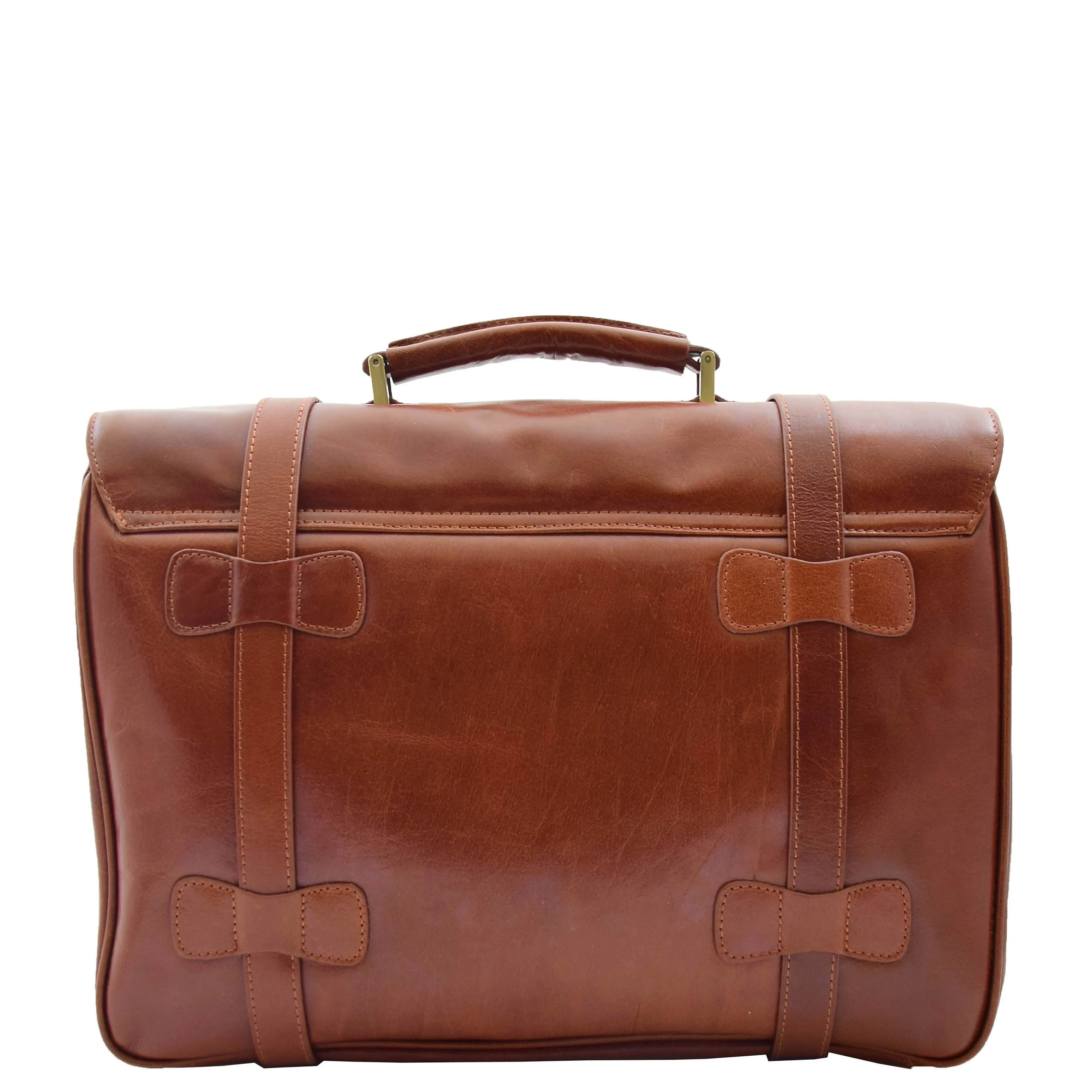 Mens Leather Briefcase Cross Body Bag Snowshill Cognac