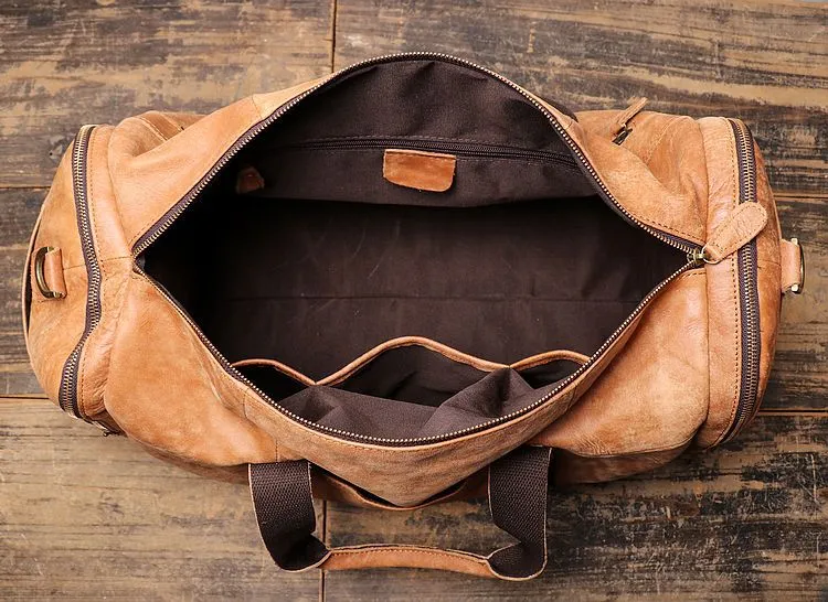 Men's Leather Travel Duffel Bag