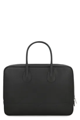 Men's My Logo Leather Briefcase in Black | MBML0094028LRL99 Color NN