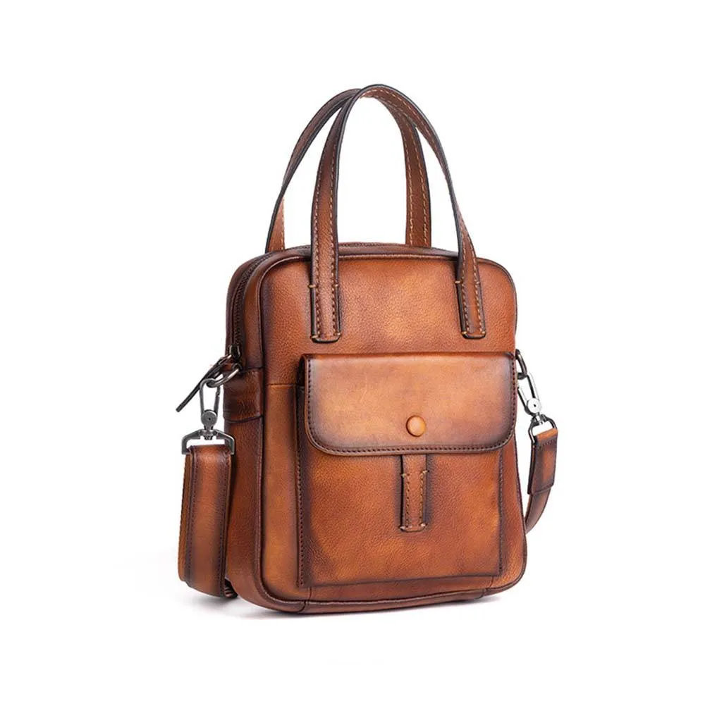 Mens Vintage Leather Cross Body Handle Bag