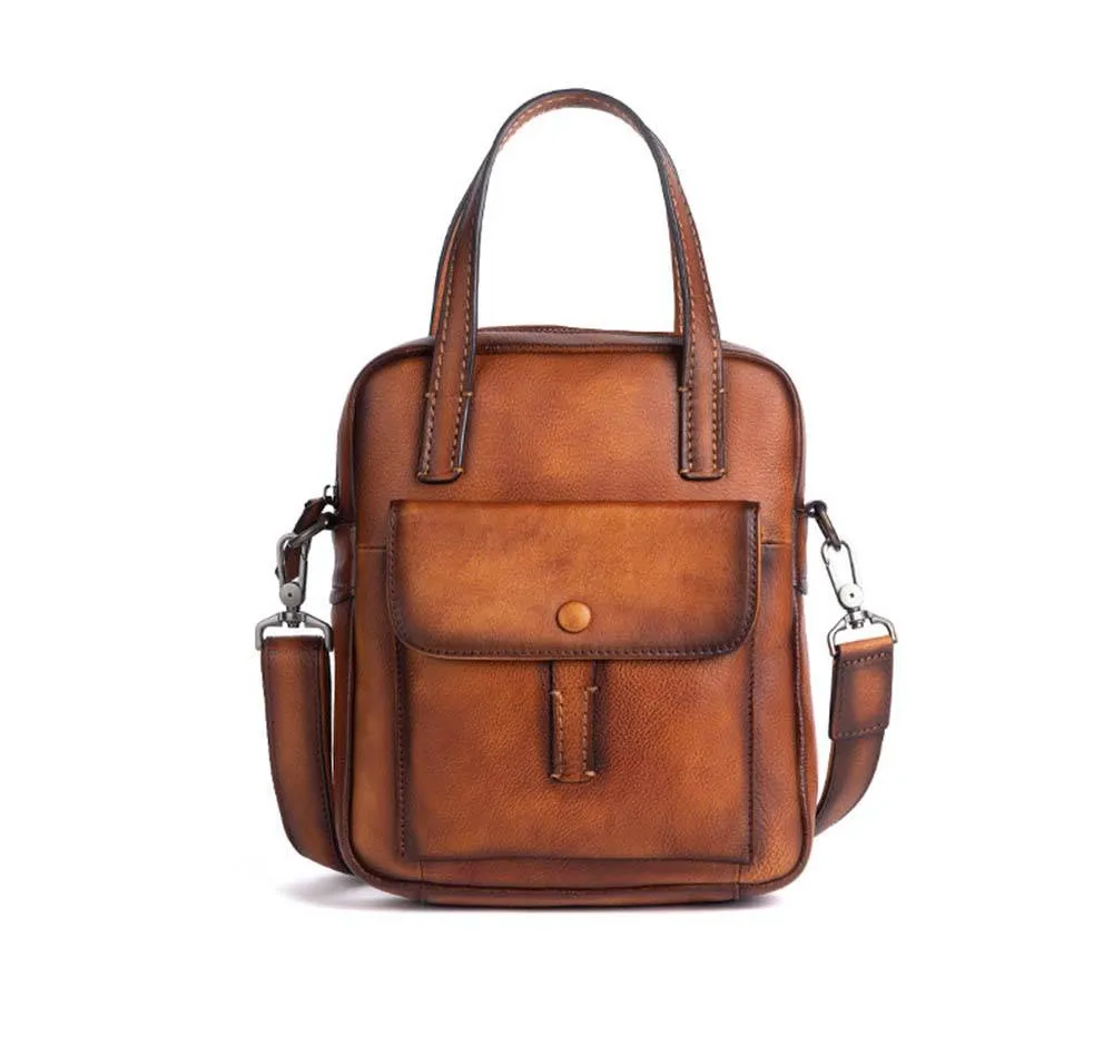 Mens Vintage Leather Cross Body Handle Bag