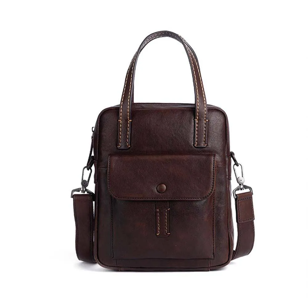 Mens Vintage Leather Cross Body Handle Bag