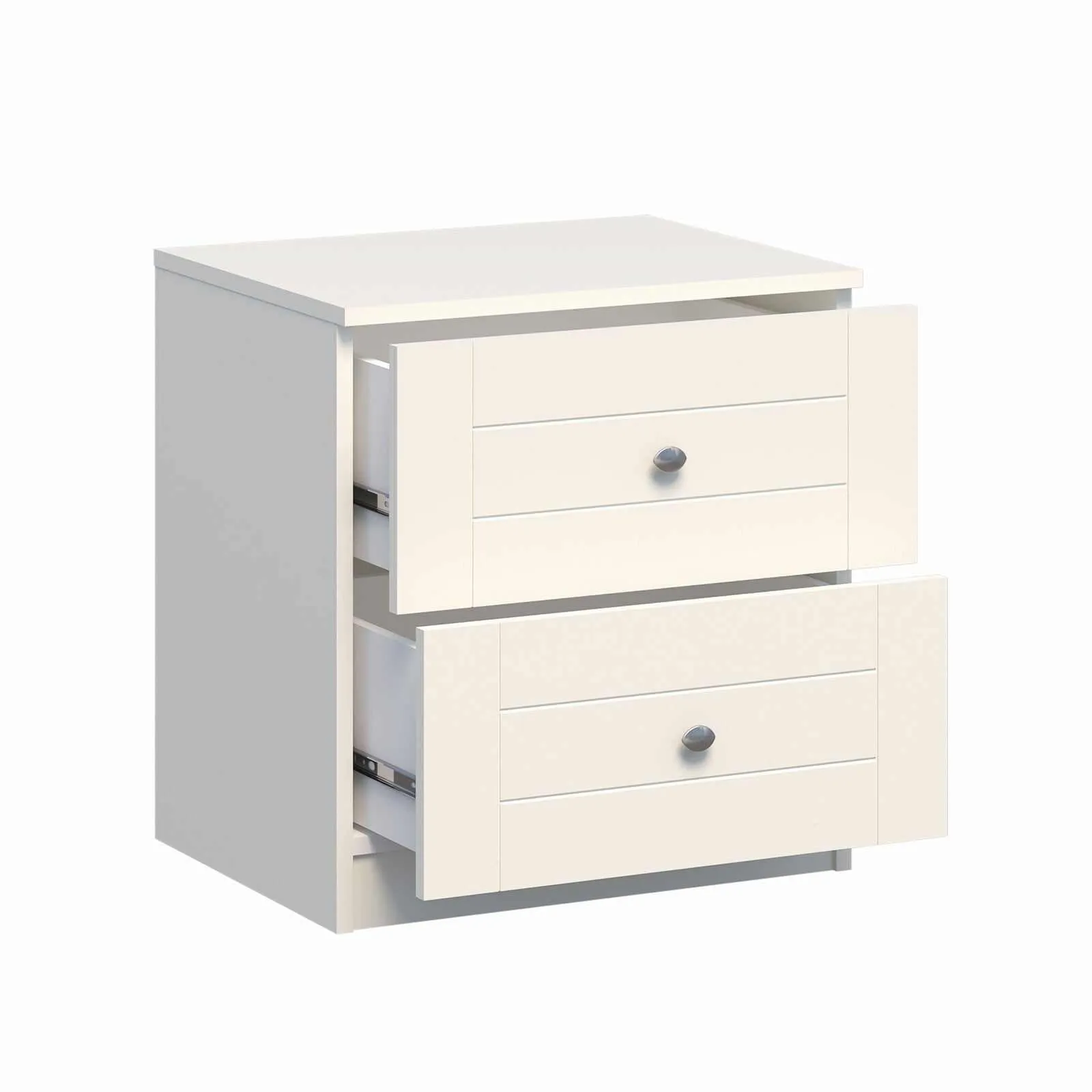 MerryLuk Harriet 2 Drawer Bedside Table End Table Modern White