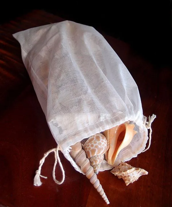 Mesh Favor Bags with Cotton Drawstring Closure White (Pack of 12)