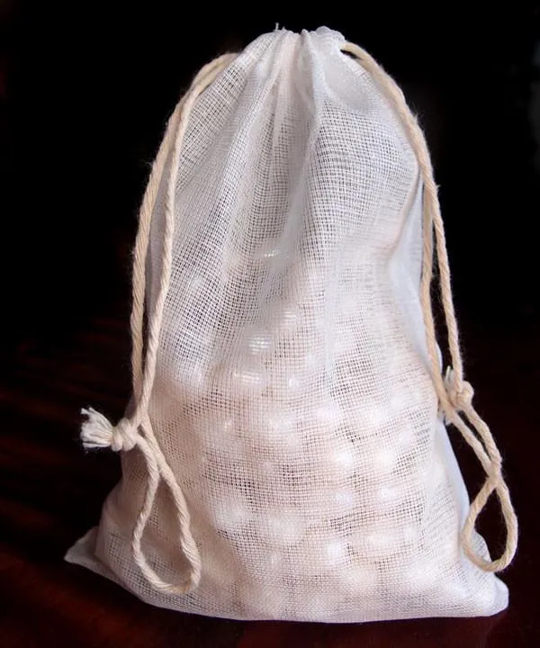 Mesh Favor Bags with Cotton Drawstring Closure White (Pack of 12)