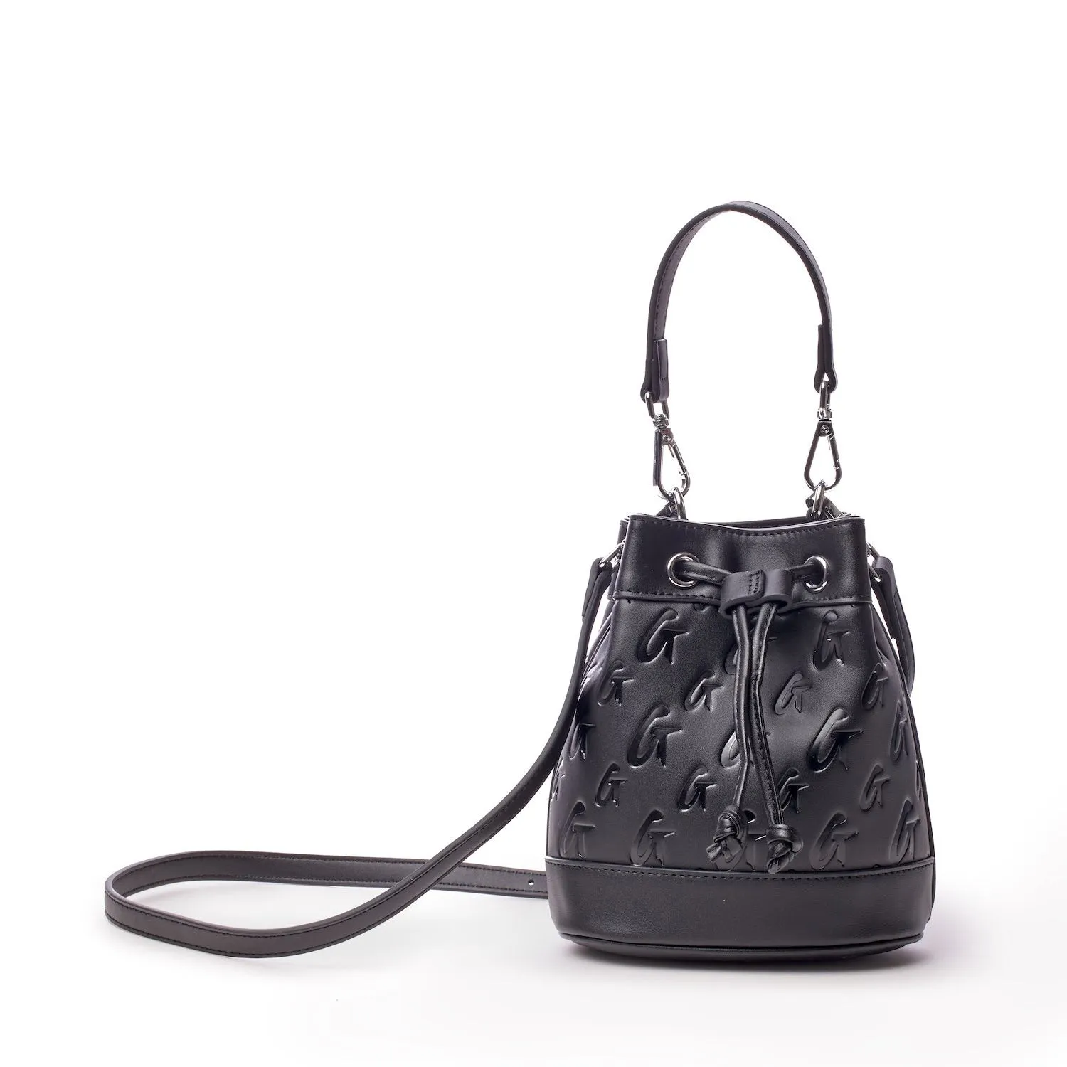 MINI MONOGRAM BUCKET BAG - BLACK