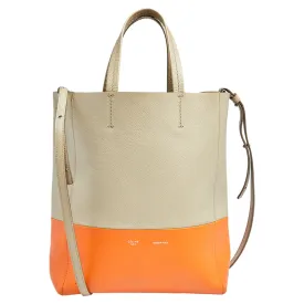 Multicolor Grained Leather Small Vertical Cabas Tote