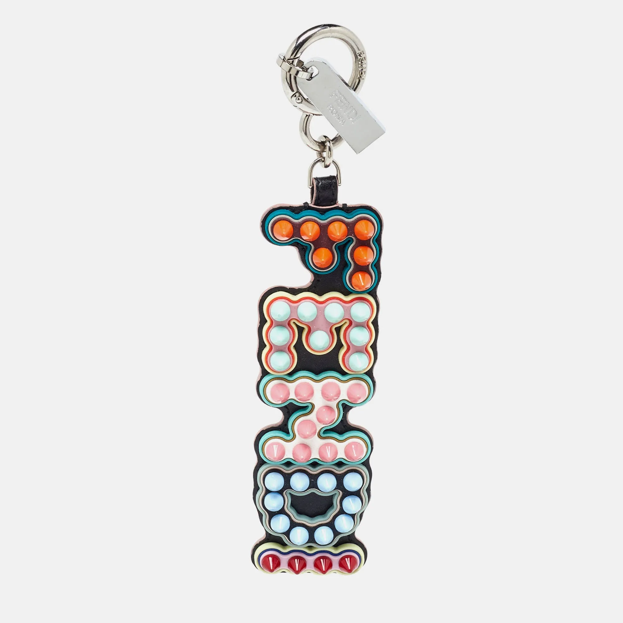 Multicolor Leather Logo Spike USB Key Chain