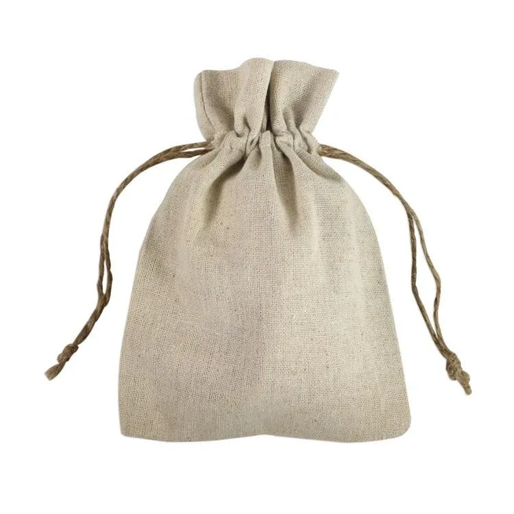 Natural Muslin Favor Bags with Cotton Drawstring Closure (Pack of 12)