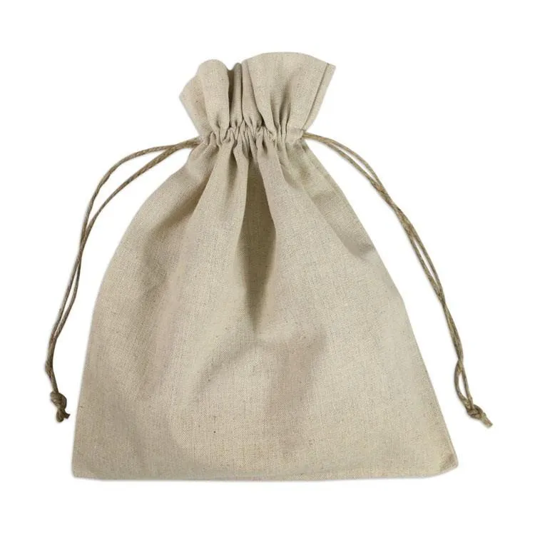 Natural Muslin Favor Bags with Cotton Drawstring Closure (Pack of 12)