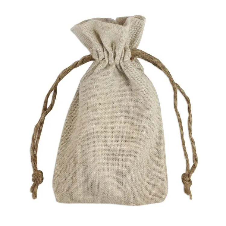 Natural Muslin Favor Bags with Cotton Drawstring Closure (Pack of 12)