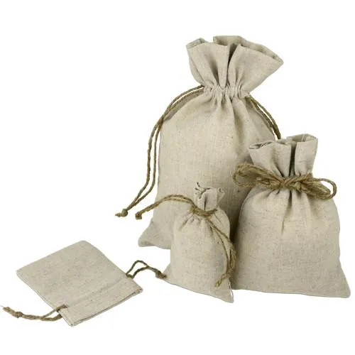 Natural Muslin Favor Bags with Cotton Drawstring Closure (Pack of 12)