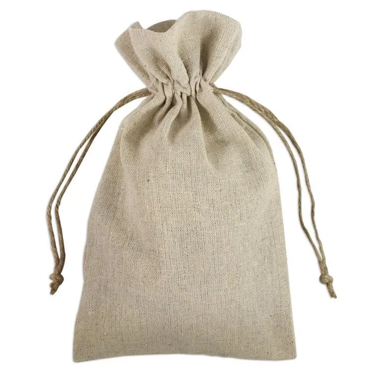 Natural Muslin Favor Bags with Cotton Drawstring Closure (Pack of 12)