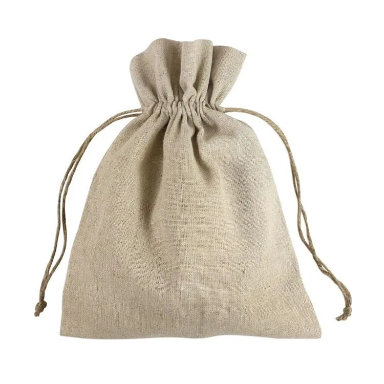 Natural Muslin Favor Bags with Cotton Drawstring Closure (Pack of 12)