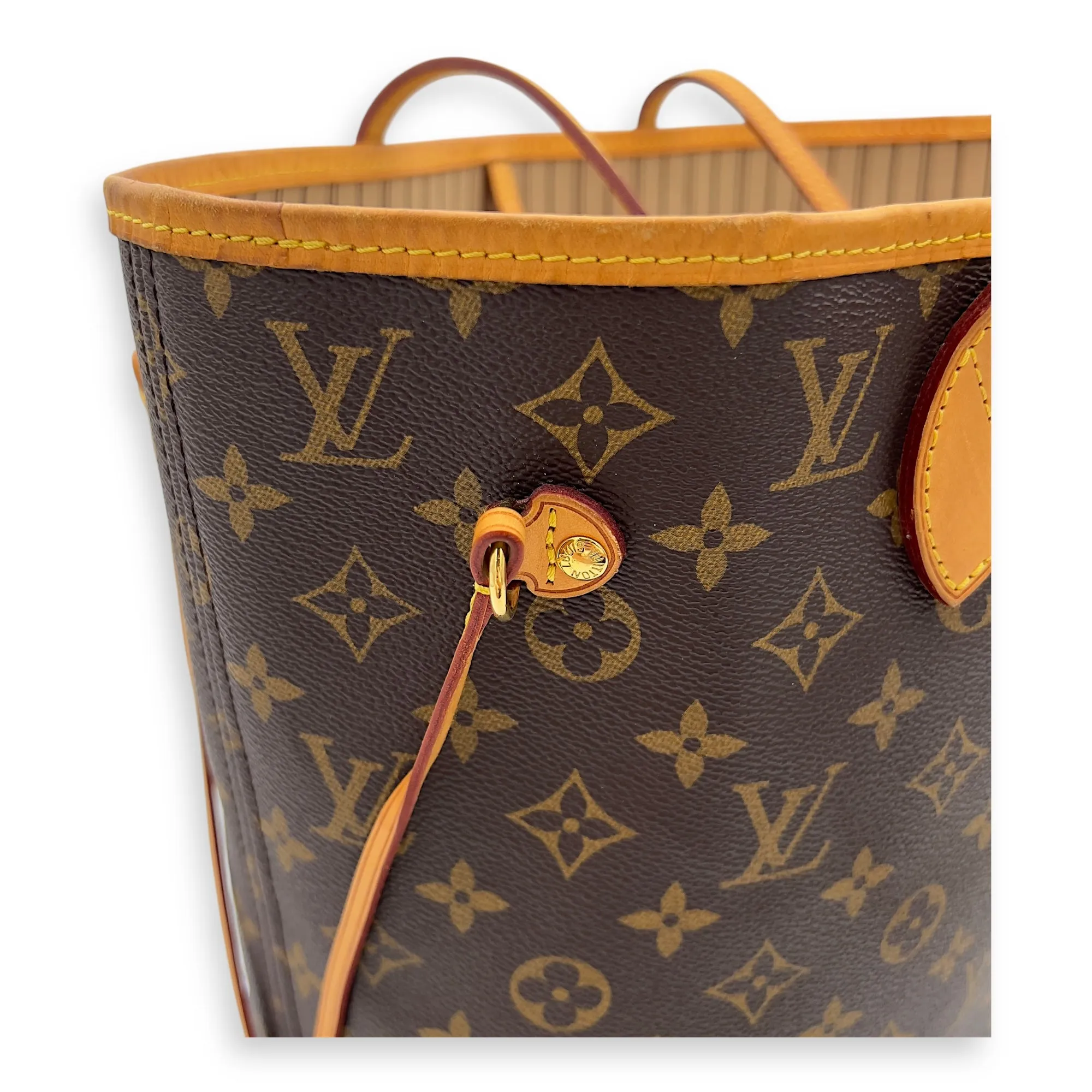 Neverfull Tote Bag MM Brown in Monogram Coated Canvas, Gold hardware