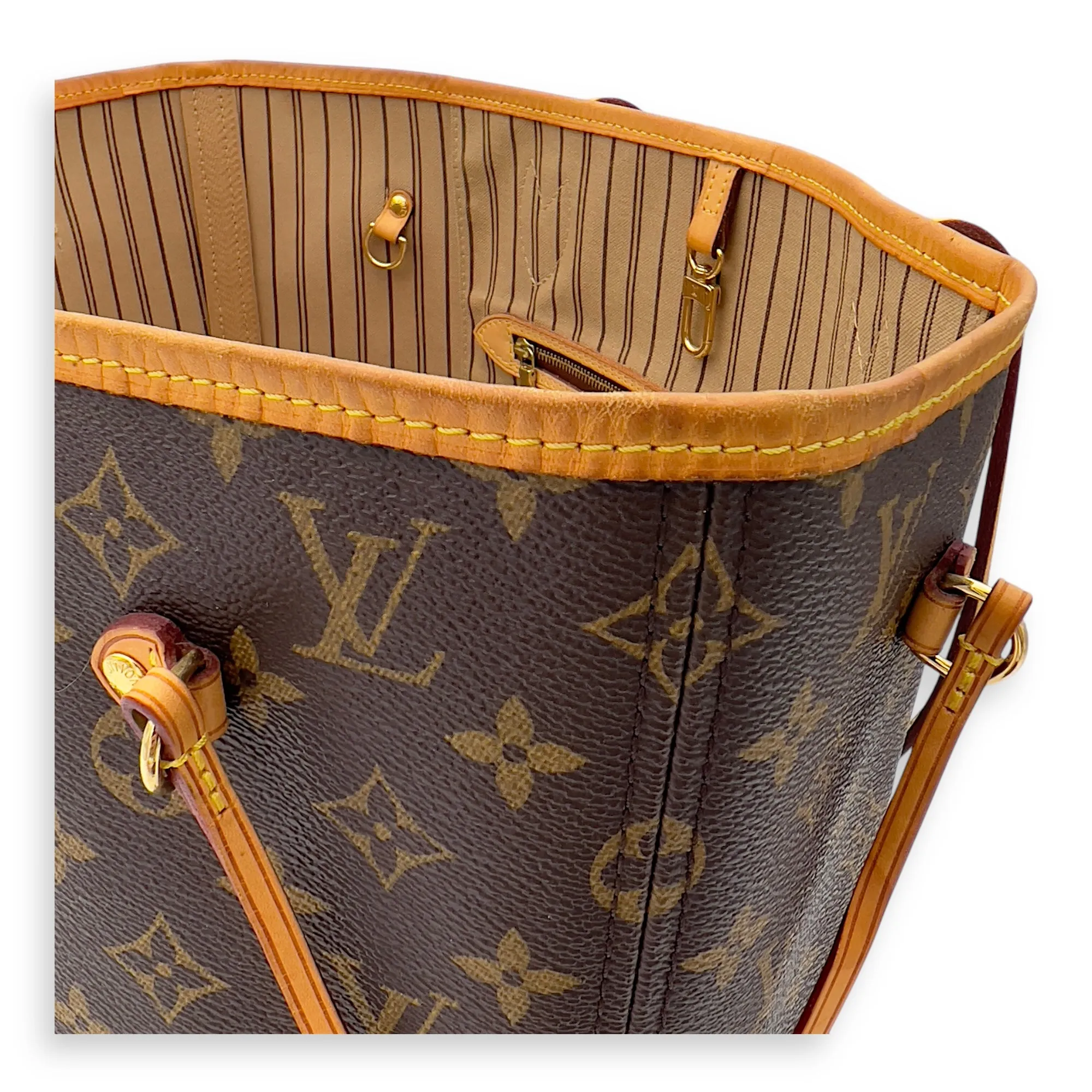 Neverfull Tote Bag MM Brown in Monogram Coated Canvas, Gold hardware