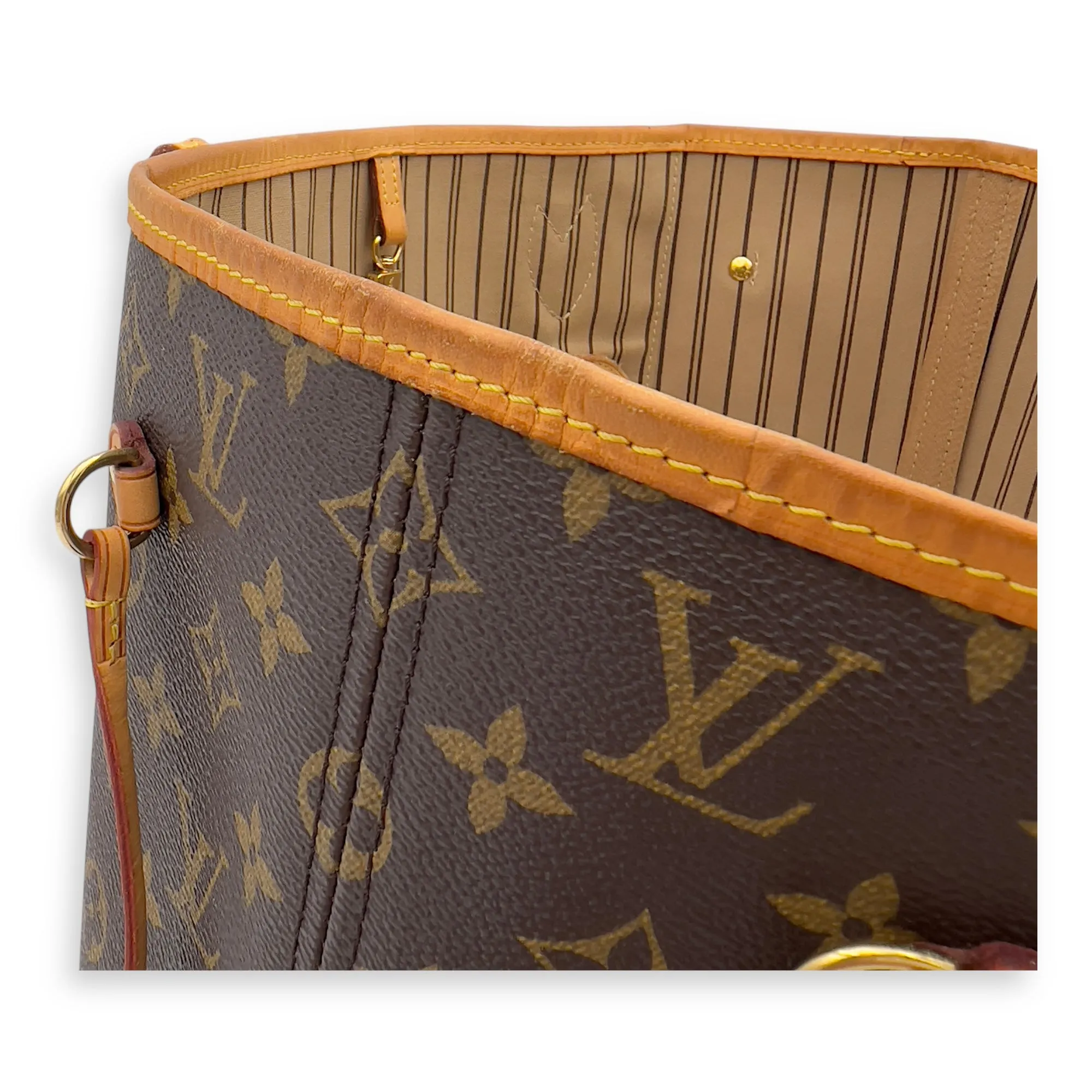 Neverfull Tote Bag MM Brown in Monogram Coated Canvas, Gold hardware