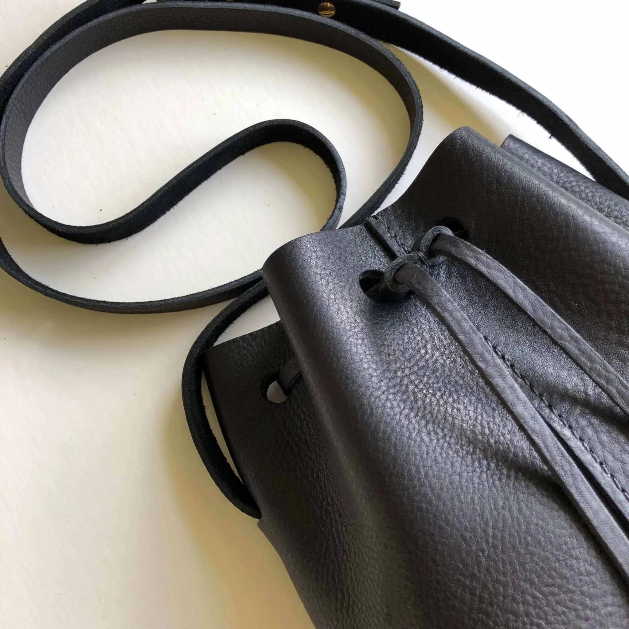 Nomad Mini Leather Bucket Bag in Black or Tan