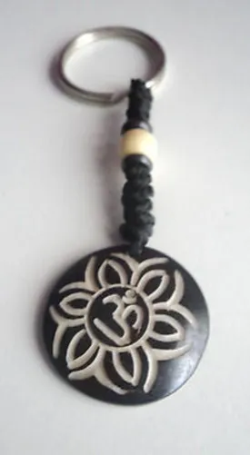 Om In A Flower Bone Keychain