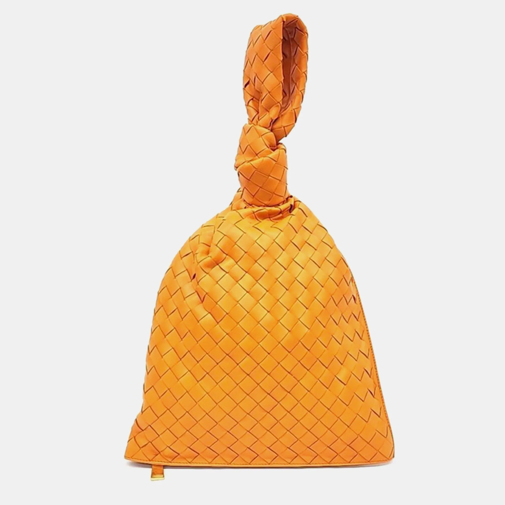 Orange Leather BV Twist Top Handle Bag