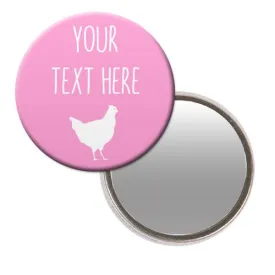 Personalised Pocket Mirror- Light Pink Hen Design