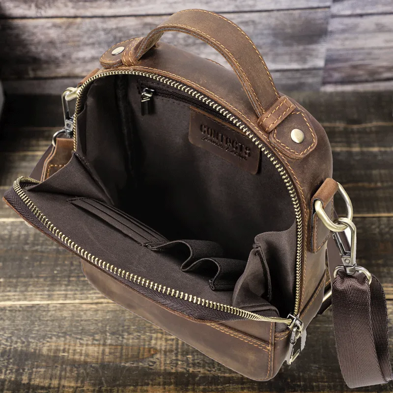 Personalized Men's Leather Shoulder Messenger Bag Crossbody Bag Retro Leather Bag Gift for Him