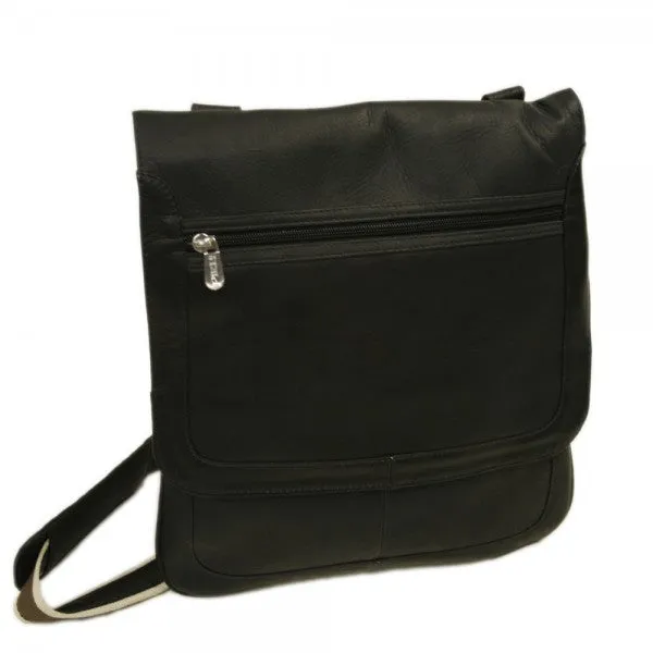 Piel Leather Small Vertical Messenger Bag