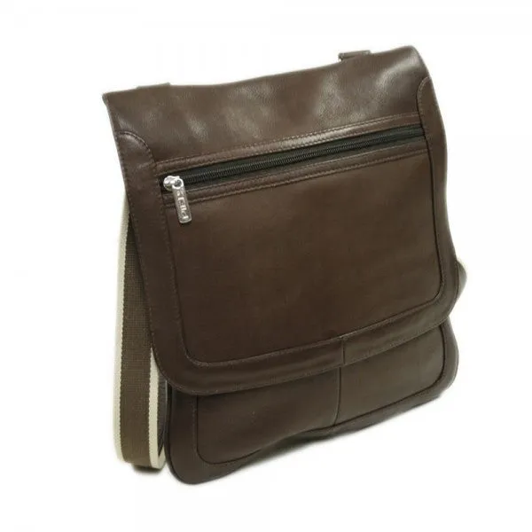 Piel Leather Small Vertical Messenger Bag